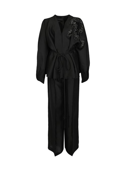 Completo Maddie 66678 in raso con applicazioni strass Black TARIK EDIZ | 66678BLACK